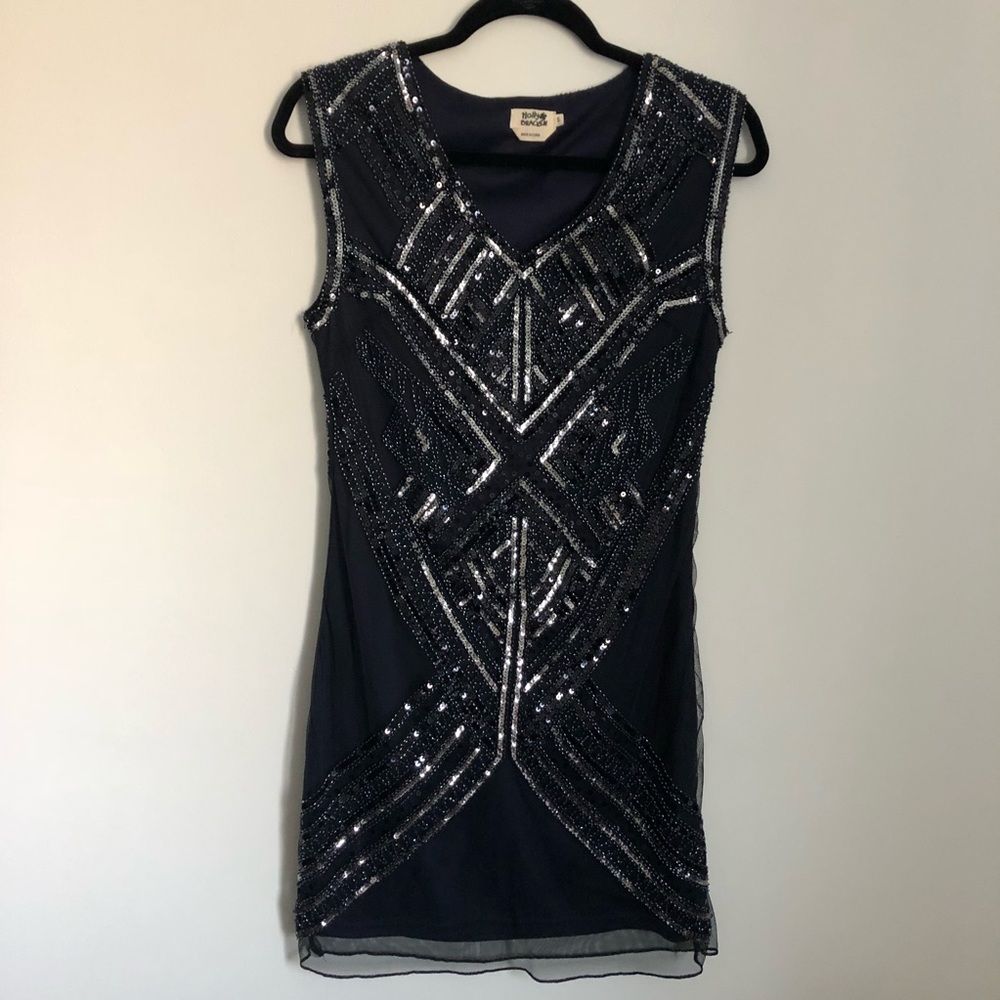 Navy Beaded Cocktail Dress